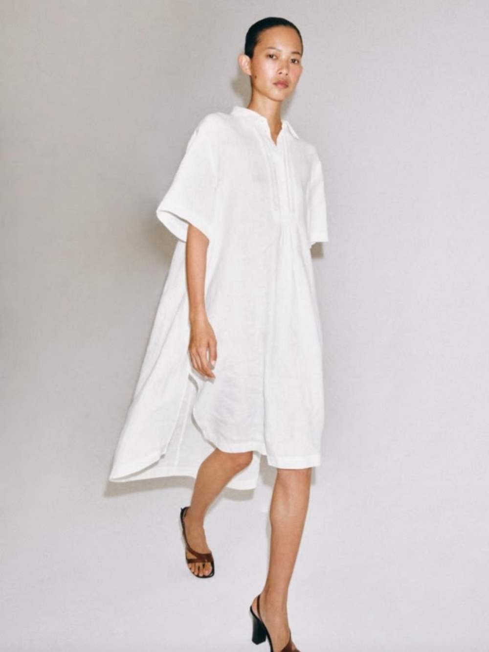 Zara Oversized White Midi Shirt Dress